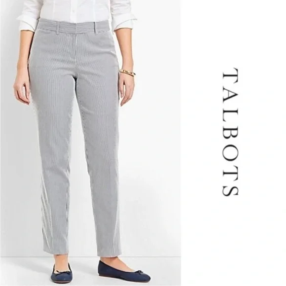 Talbots Pant Trouser Curvy Stripe Train Engineer Curvy Classic Traditional White - Picture 10 of 10